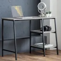 Salome Laptop Desk with 2 Shelves - Concrete Effect