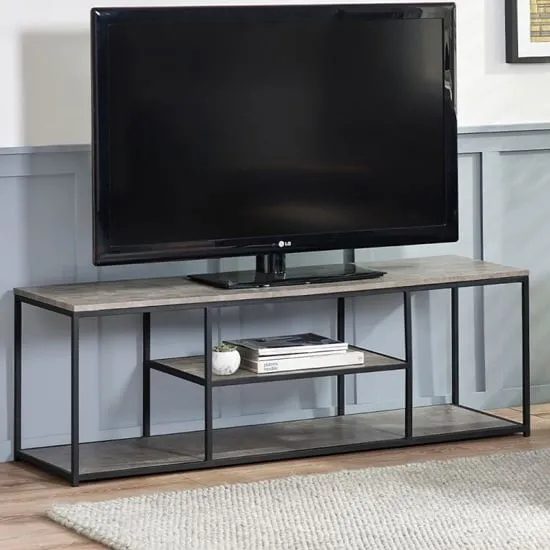 Salome TV Stand with Shelves - Concrete Effect