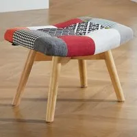 Salona Fabric Foot Stool with Oak Legs - Multicolored
