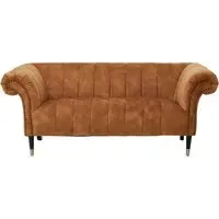 Salta 2-Seater Sofa with Pointed Legs - Gold, Velvet