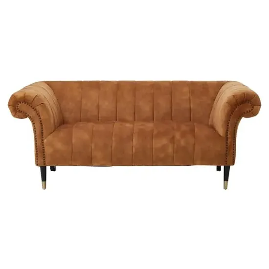 Salta 2-Seater Sofa with Pointed Legs - Gold, Velvet image