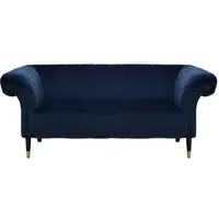 Salta 2-Seater Sofa with Pointed Legs - Midnight Blue, Velvet