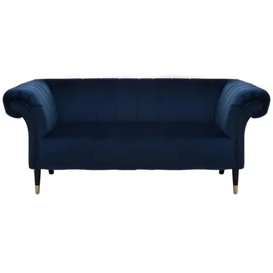 Salta 2-Seater Sofa with Pointed Legs - Midnight Blue, Velvet