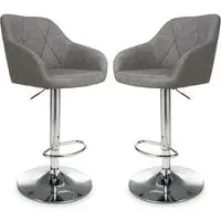 Salta Bar Stools with Chrome Base - Charcoal, Leather
