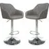 Salta Bar Stools with Chrome Base - Charcoal, Leather