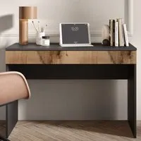 Salta Large Laptop Desk with Drawer - Black, Pearl Oak