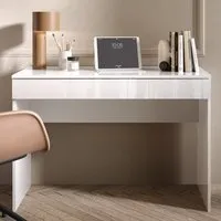 Salta Large Laptop Desk with Drawer - White, High Gloss