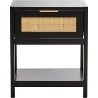 Salta Side Table with Drawer - Black, Pine Wood