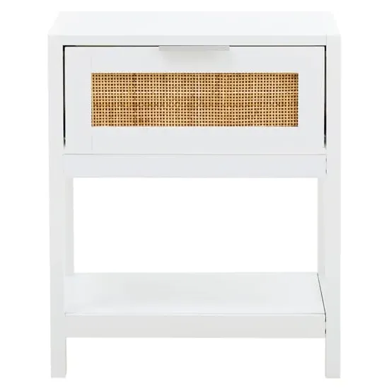 Salta Side Table with Drawer - White, Pine Wood image