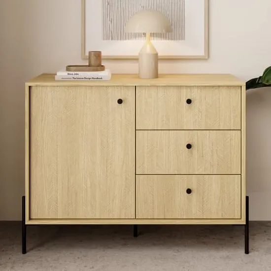 Salta Sideboard with 1 Door 3 Drawers - Scandi Oak image