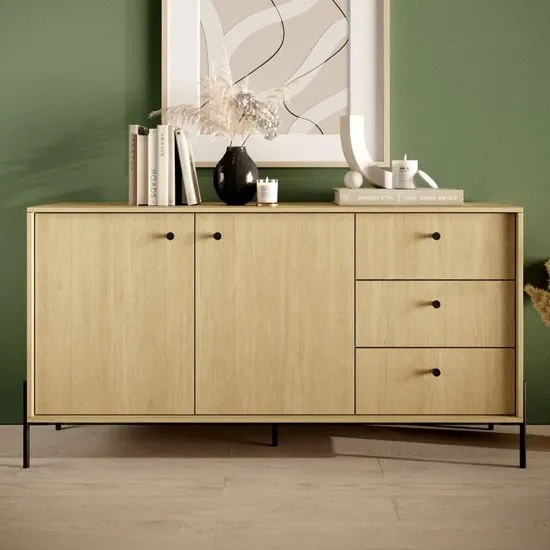 Salta Sideboard with 2 Doors 3 Drawers - Scandi Oak