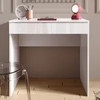 Salta Small Laptop Desk with Drawer - White, High Gloss