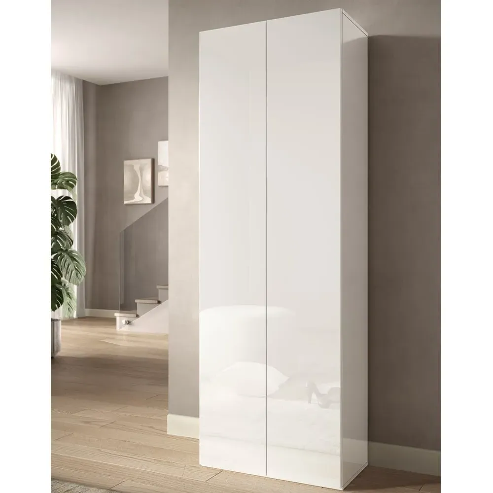 Salta Tall Shoe Storage Cabinet with 2 Doors - White, High Gloss product