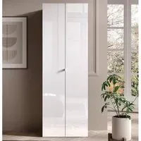 Salta Tall Wardrobe with 2 Doors - White, High Gloss
