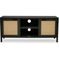 Salta TV Stand with 2 Doors - Black, Pine Wood
