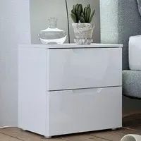 Salter 2 Drawer Bedside Cabinet - White, High Gloss