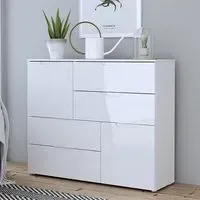 Salter Abstract High Gloss Sideboard 2 Doors 4 Drawers - White