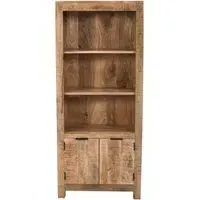 Salter Bookcase with 2 Doors - Rough Swan, Mangowood