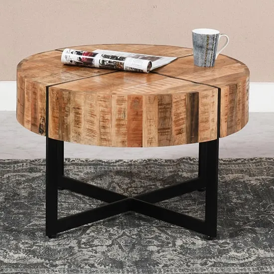 Salter Coffee Table with Black Metal Legs - Mangowood