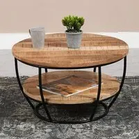 Salter Coffee Table with Shelf - Rough Sawn, Mangowood