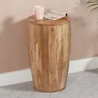 Salter Drum Side Table - Rough Swan, Mangowood