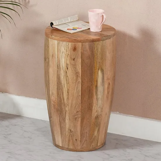 Salter Drum Side Table - Rough Swan, Mangowood