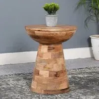 Salter Mushroom Side Table - Rough Swan, Mangowood