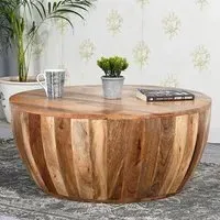 Salter Round Drum Coffee Table - Rough Sawn, Mangowood