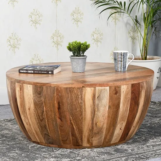 Salter Round Drum Coffee Table - Rough Sawn, Mangowood