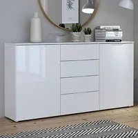Salter Sideboard 2 Doors 4 Drawers - White, High Gloss MDF alternate view