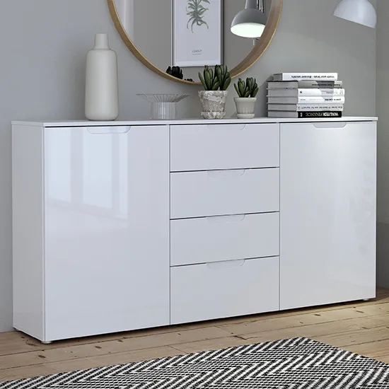 Salter Sideboard 2 Doors 4 Drawers - White, High Gloss MDF product