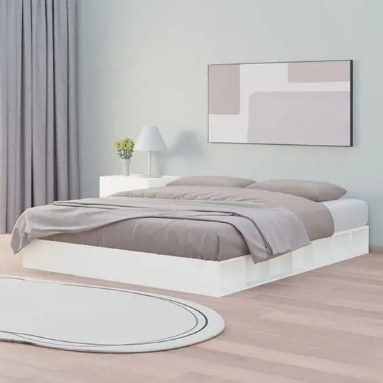 Salus King Size Bed Frame - White, Pine