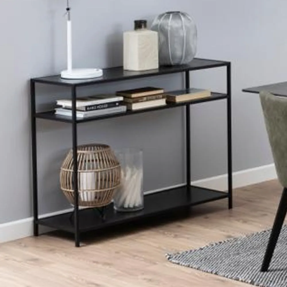 Salvo 2-Shelf Console Table - Ash Black