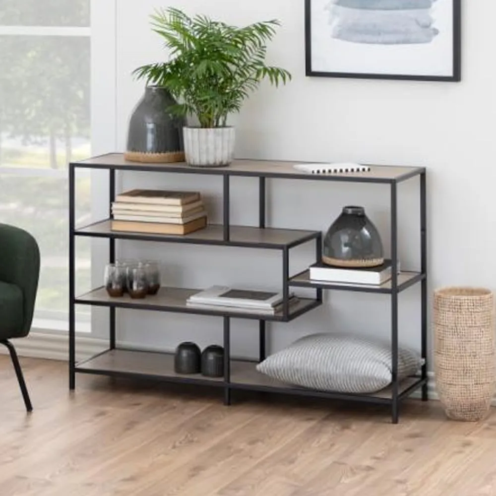 Salvo 4-Shelf Bookcase - Black, Sonoma Oak