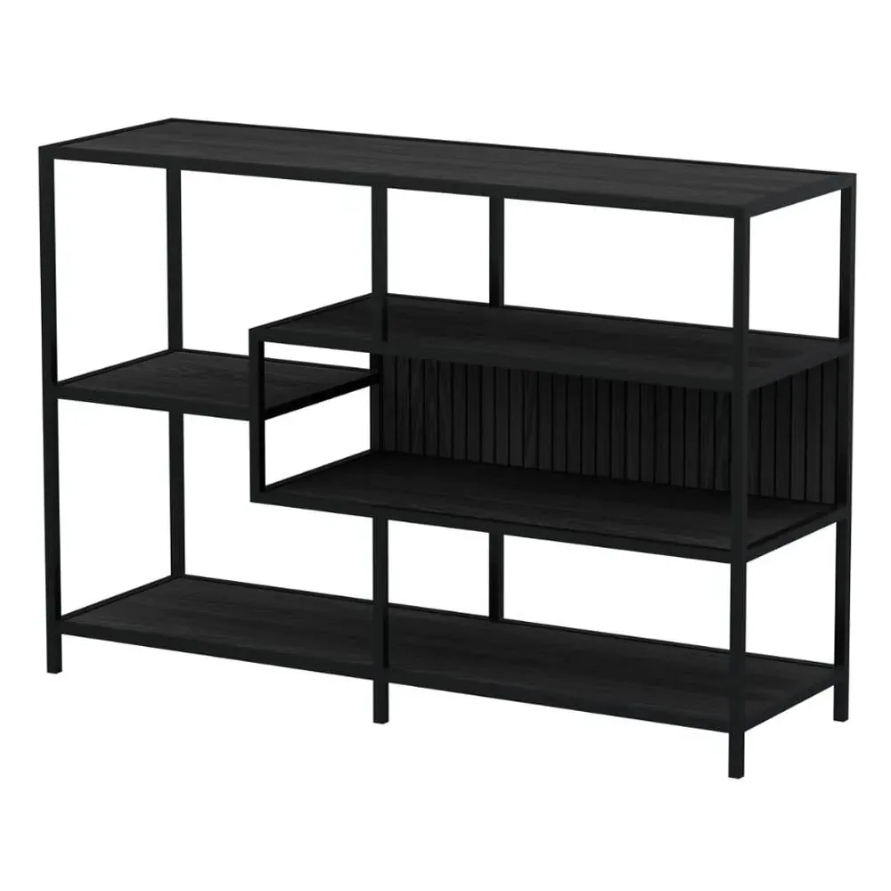 Salvo 4-Shelf Bookcase with Back Panel - Black, Ash