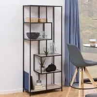Salvo 5-Shelf Bookcase - Black, Sonoma Oak