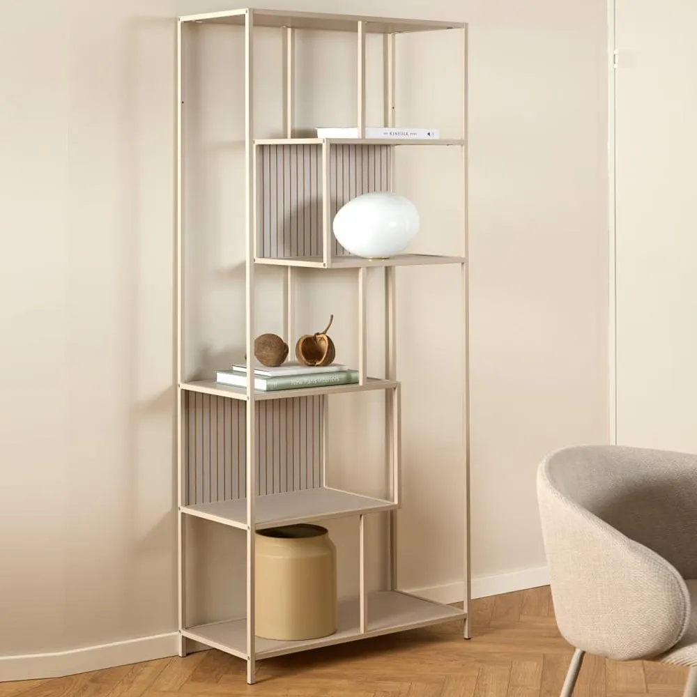 Salvo 5-Shelf Bookcase with Back Panel - Grey