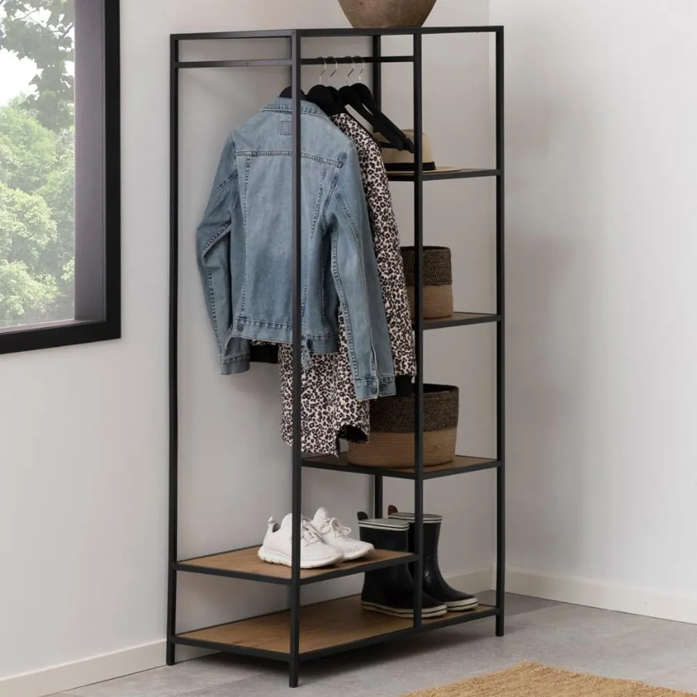 Salvo 5-Shelf Clothes Rack with Hanging Rail - Wild Oak