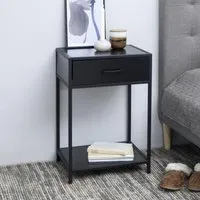 Salvo Bedside Cabinet with 1 Drawer - Ash Black, Wood & Metal alternate view