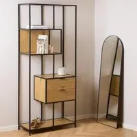 Salvo Bookcase with 2 Drawers 4 Shelves - Wild Oak