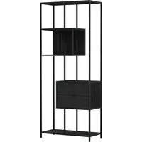 Salvo Bookcase with 2 Drawers and Back Panel - Black