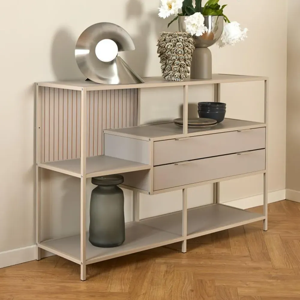 Salvo Bookcase with 2 Drawers and Back Panel - Grey