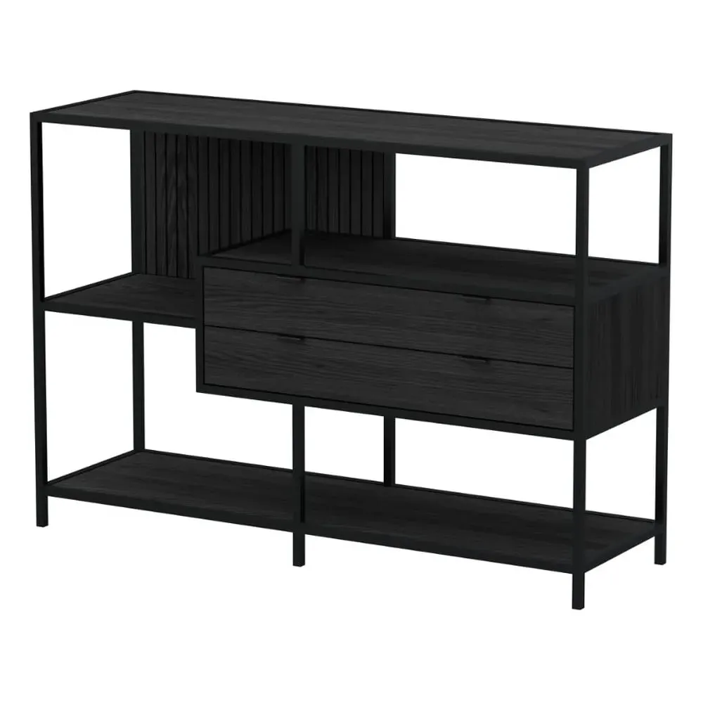 Salvo Bookcase with 2 Drawers - Ash Black