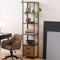 Salvo Bookcase with 2 Drawers - Wild Oak