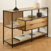 Salvo Bookcase with 2 Drawers - Wild Oak