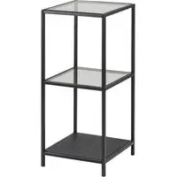 Salvo Clear Glass Bookcase with 2 Shelves - Black Frame