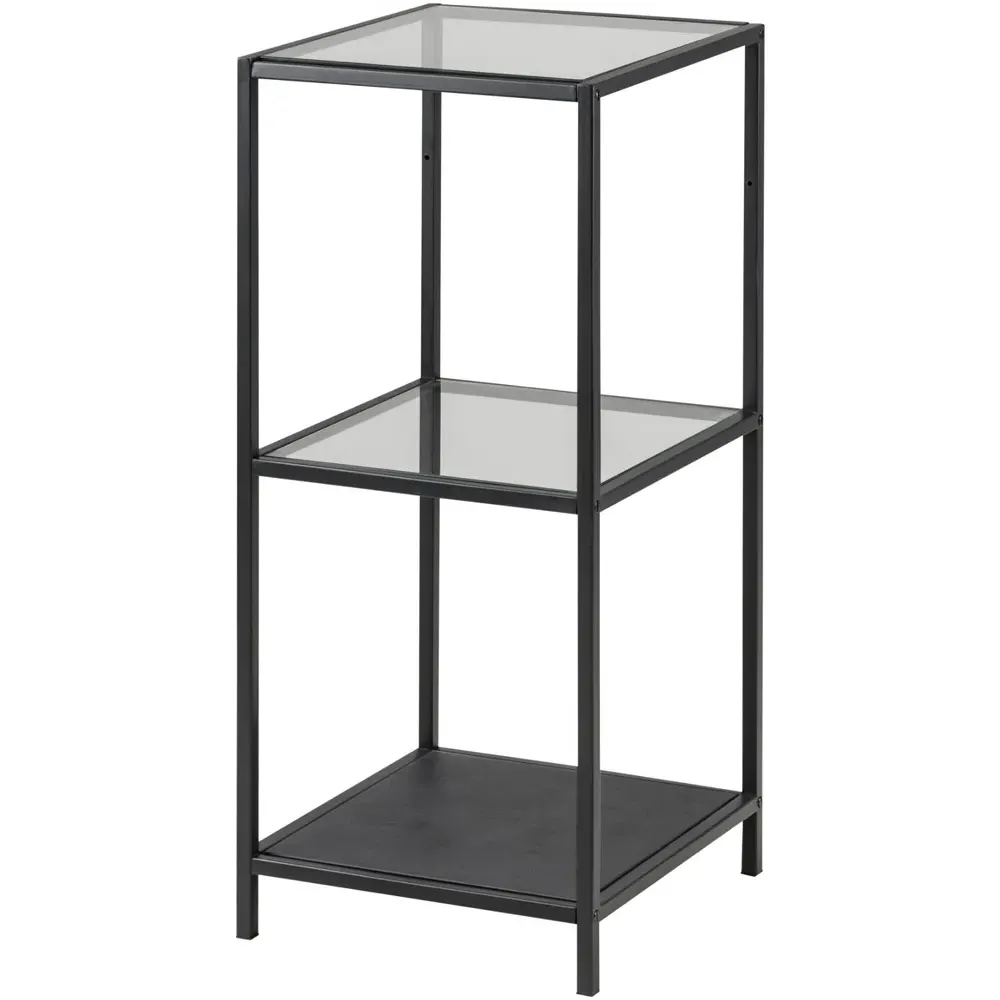 Salvo Clear Glass Bookcase with 2 Shelves - Black Frame image