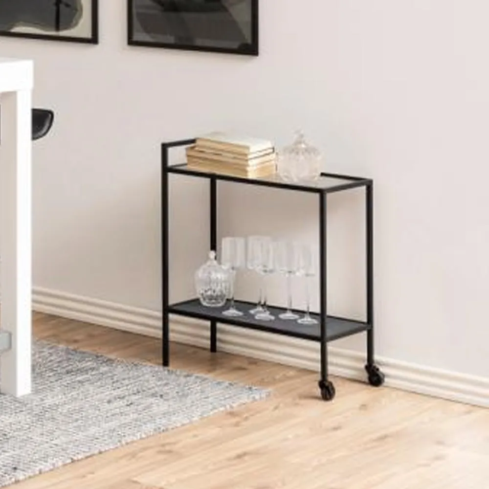 Salvo Clear Glass Drinks Trolley - Clear, Metal image