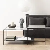 Salvo Clear Glass Nesting Coffee Tables - Clear, Metal