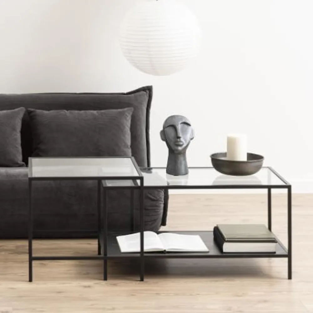 Salvo Clear Glass Nesting Coffee Tables - Clear, Metal image